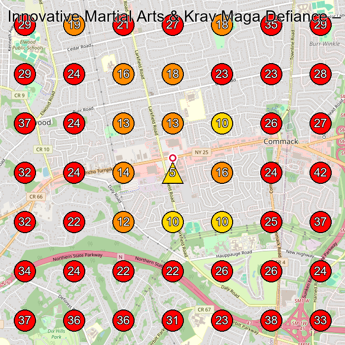 Innovative Martial Arts & Krav Maga Defiance GeoGrid visibility map for Martial Arts School in East Northport